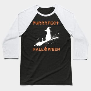 Funny Gifts for Halloween Witcher Cat Purrrfect Halloween Baseball T-Shirt